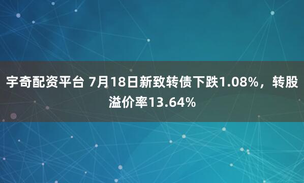 宇奇配资平台 7月18日新致转债下跌1.08%，转股溢价率13.64%